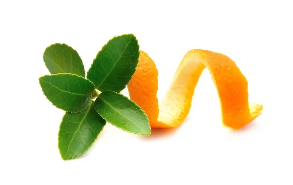 Färska Blad Med Citrus Isolerade Vit Bakgrund — Stockfoto