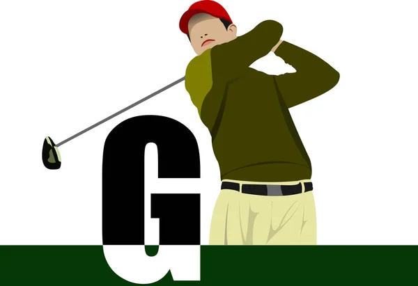 Cartaz Jogador Golfe Ilustração Vetorial —  Vetores de Stock