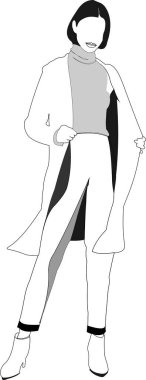 Genç kadın silueti. Vektör illüstrasyonu