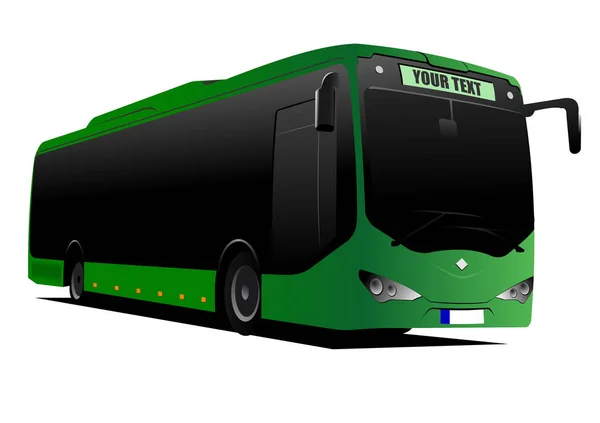 Zielony Autobus Turystyczny Lub Miejski Drodze Trenerze Ilustracja Wektora — Wektor stockowy