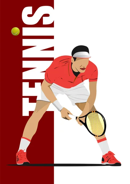 Tennisspelaraffisch Vektorillustration — Stock vektor