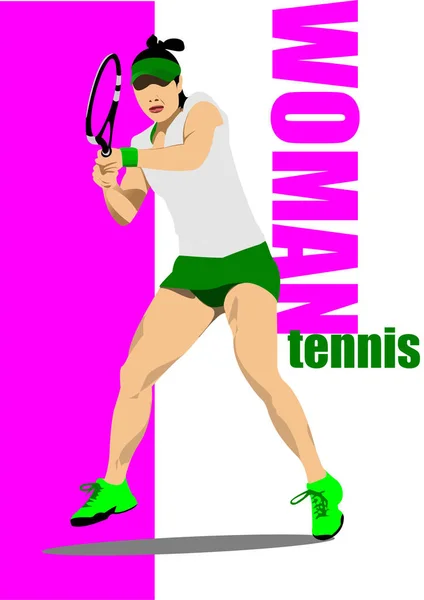 Tenis Oyuncusu Posteri Vektör Illüstrasyonu — Stok Vektör