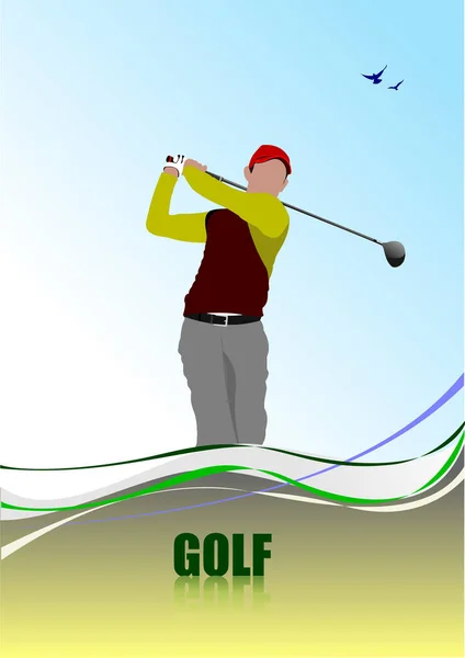 Golf Oyuncusu Posteri Vektör Illüstrasyonu — Stok Vektör