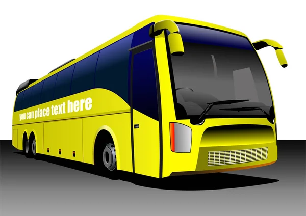 Touriste Jaune Bus Ville Sur Route Coach Illustration Vectorielle — Image vectorielle