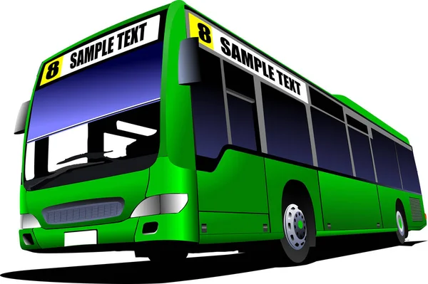 Autobus Green City Cestě Trenére Vektorová Ilustrace — Stockový vektor