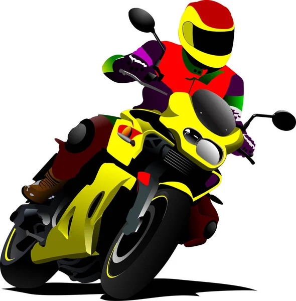 Motorcycle Image Biker Colored Illustration — Stock Vector