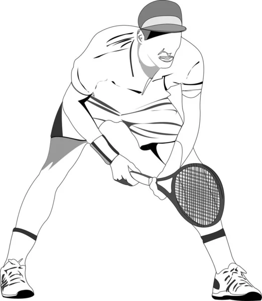 Affiche Joueur Tennis Illustration Vectorielle — Image vectorielle