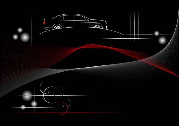 Vector Abstrait Fond Noir Tech Avec Silhouette Berline Voiture — Image vectorielle