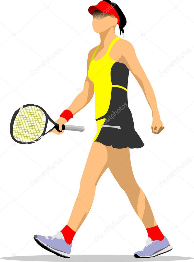 Tennis player silhouette. Vector illustration