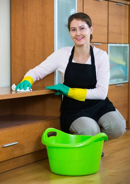 Kvinna renare arbetar inomhus — Stockfoto