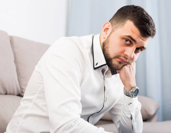 Adult Male Having Problems Depression Home — Stock Photo, Image