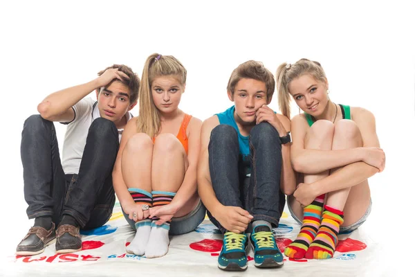 Fyra Homosexuella Vänner Tonåringar Vit Bakgrund — Stockfoto