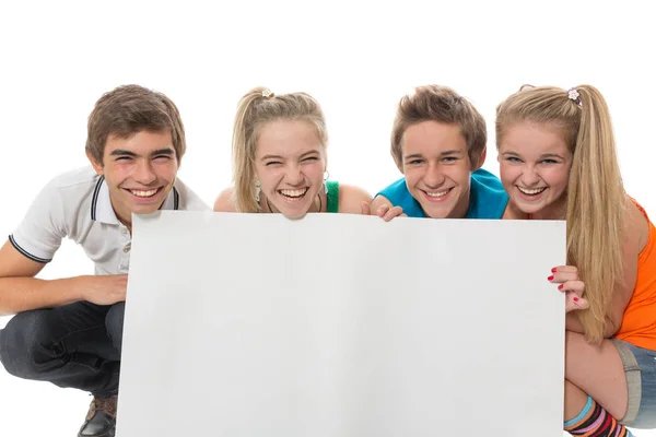 Four Gay Friends Teenagers White Background — Stock Photo, Image