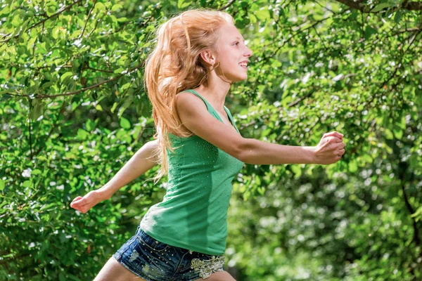 Running Park Girl — Stock Photo, Image