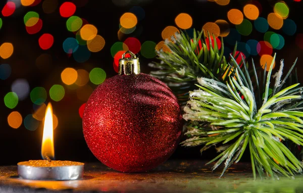 Christmas decorations in dark — Stock Photo, Image