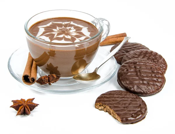 Sıcak çikolata ile bisküvi — Stok fotoğraf