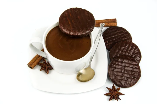Galletas con chocolate caliente — Foto de Stock