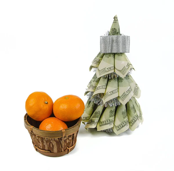 Christmas tree by dollars — Stock Photo, Image