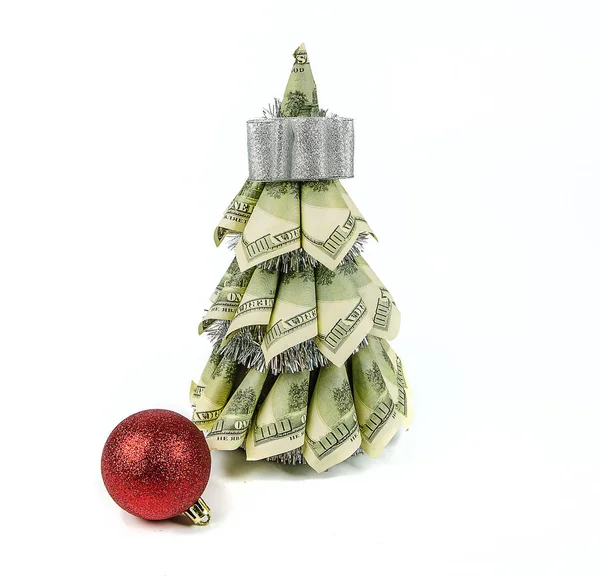 Christmas tree by dollars — Stock Photo, Image