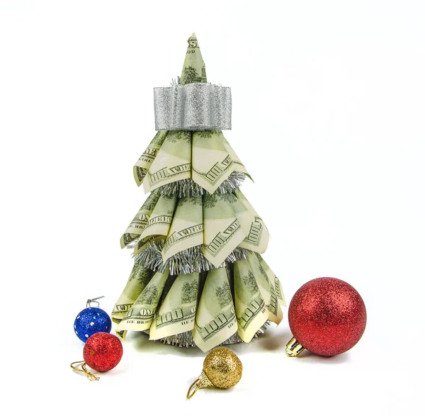 Christmas tree by dollars — Stock Photo, Image