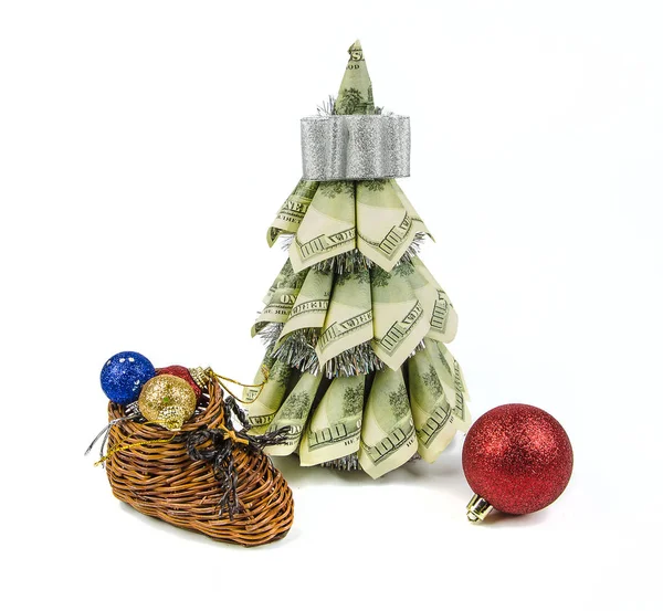Kerstboom met dollar Stockfoto