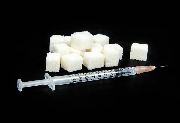 Syringe with sugar — Stock Photo, Image