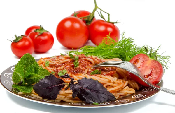 Pasta in tomato — Stock Photo, Image