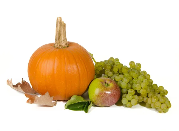 Calabaza, manzana y uvas — Foto de Stock