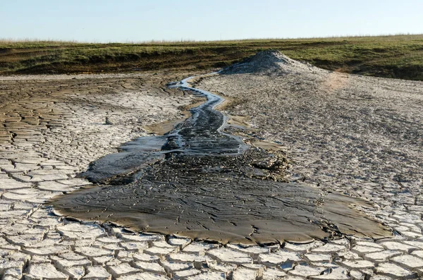 Mud volcanoes in steppe — Stock Photo, Image