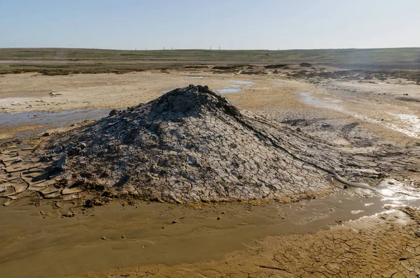 Mud volcanoes in steppe — Stock Photo, Image