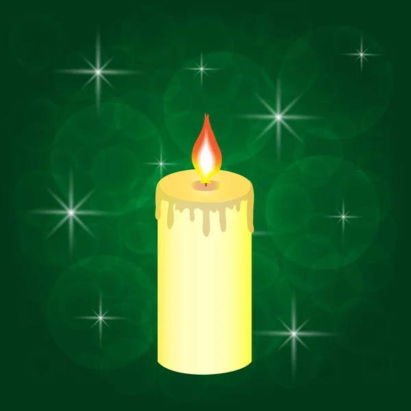 Christmas candle with bokeh and stars — Stock Photo, Image