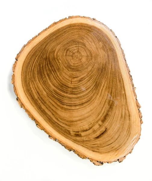 Losa circular de madera con corteza — Foto de Stock