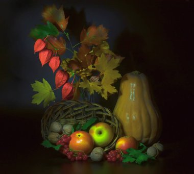 Natürmort, kabak ve elma