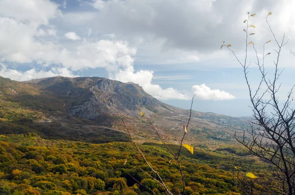 Paesaggio montano con una leggera nebbia — Foto Stock