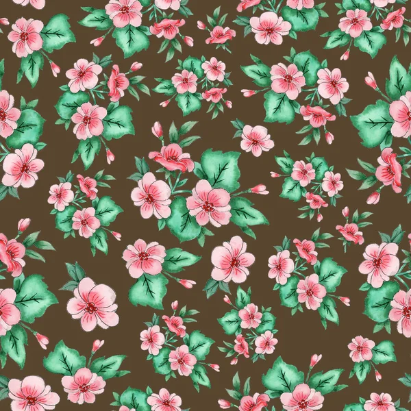 Floral Seamless Wallpaper Pattern Dark Background — Stock Photo, Image