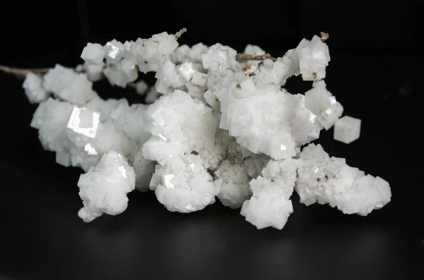 White Crystals Salt Black Background Dark — Stock Photo, Image