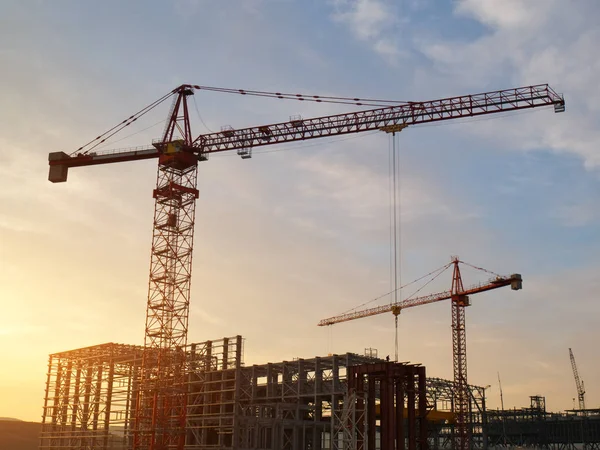 Crane silhouette building — Stock Photo, Image