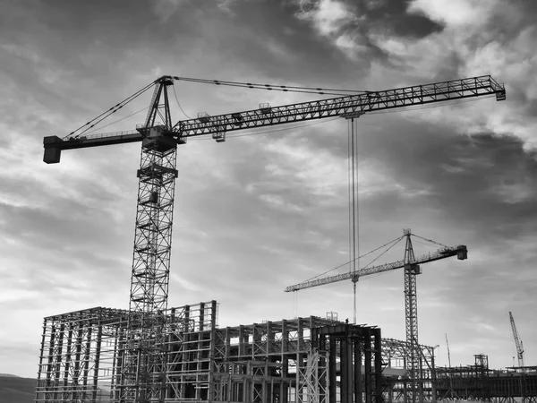 Crane silhouette building — Stock Photo, Image