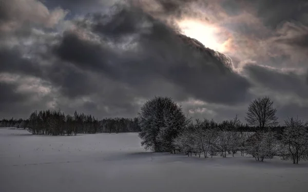 Winter cloudy day near Juozapine Hill — Stock Photo, Image