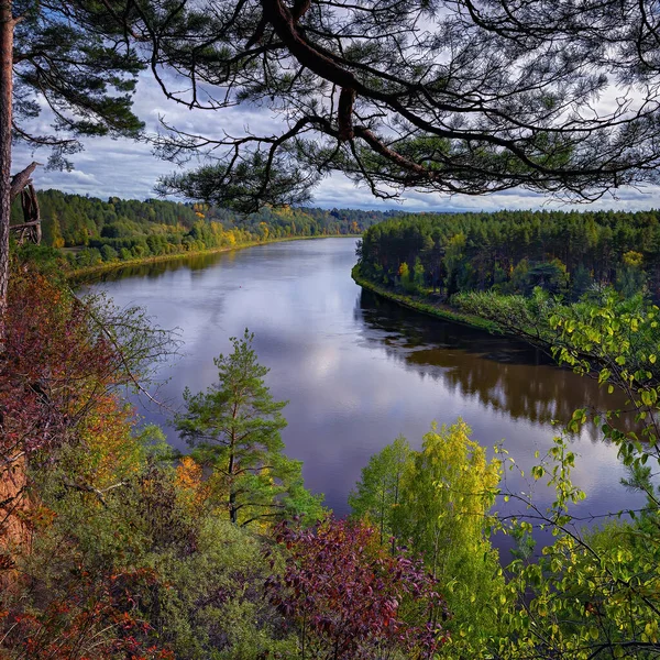 Złota Jesień Punkt Obserwacyjny Nemunas Niedaleko Birstonas Litwa — Zdjęcie stockowe
