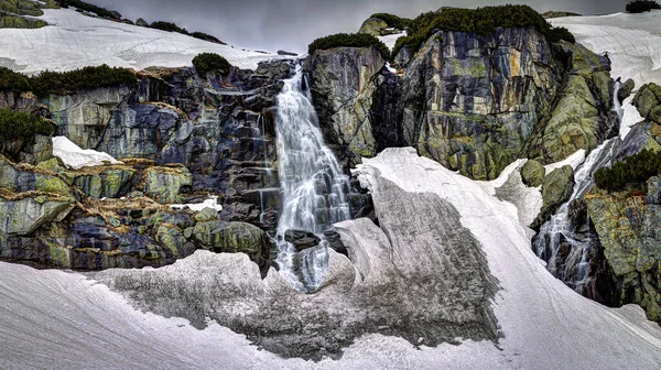 Cascade Skok Hautes Montagnes Tatras Slovaquie Randonnée Début Printemps Vers — Photo