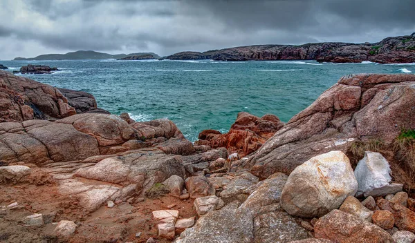 Ilha Cruzeiro Mundo Rocha Granito Vermelho Cruit Island Irlandês Chruit — Fotografia de Stock