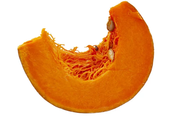 Orange Pumpkin Slice Isolated White Background Close — 스톡 사진