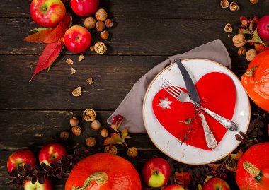 Sonbahar kompozisyon kabak, elma 