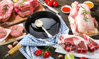 Çiğ et baharat ile farklı türleri 