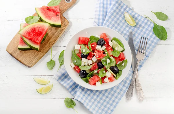 Ensalada de sandía con queso Feta . — Foto de Stock