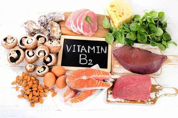 Foods Highest in Vitamin B2 — Stock Photo, Image