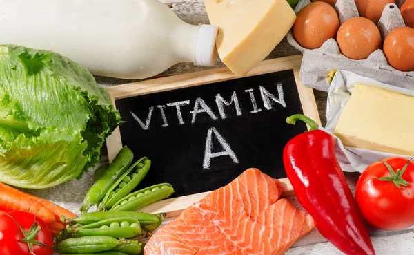 Gazdag a-vitamin termékek — Stock Fotó