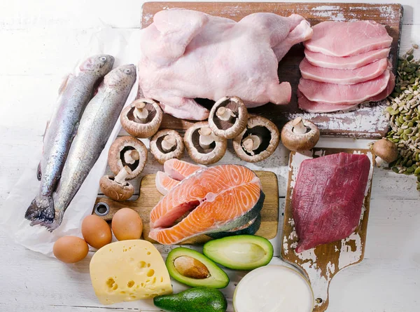 Potraviny nejvyšší v vitamín B5. Zdravé dietní stravovací koncept. — Stock fotografie