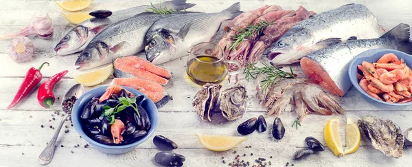 Fresh seafood with spices. — Stock Photo, Image